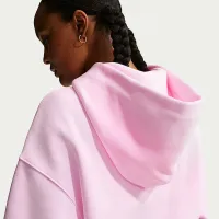 Nike Sportswear Phoenix Fleece женская оверсайз Cropped Henley Толстовка с капюшоном Pink