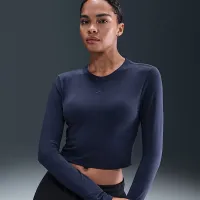 Nike Sportswear Chill Knit женская Slim Long-Sleeve Cropped Top синий