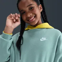 Nike Sportswear Club Fleece Girls' Boxy Crew-Neck свитшот цвет зеленый