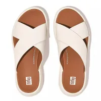 Шльопанці FitFlop F-Mode Leather Flatform Cross Slides FW5-477 - Білі