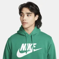 Nike Sportswear Club Fleece мужские Graphic Pullover Толстовка с капюшоном цвет зеленый