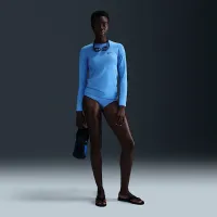 Nike Essential женская Long-Sleeve Hydroguard Swim Shirt синий