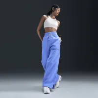 Nike Sportswear Phoenix Fleece женская С высокой Талией Wide-Leg Logo Pants синий