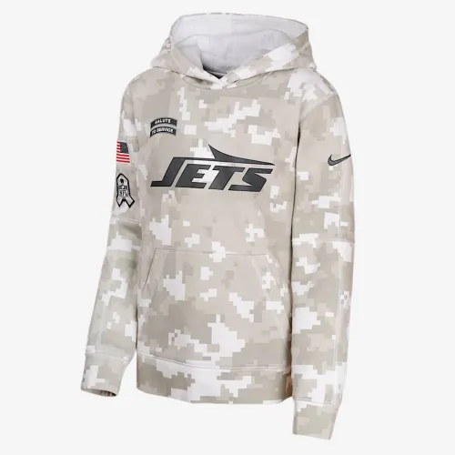 New York Jets Salute to Service Primary Edge Club Big дитячі Nike NFL Pullover Толстовка з капюшоном колір білий