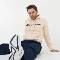 Кофта/футболка Champion Embroideцвет красный Script Logo Толстовка с капюшоном 217060-YS015 - бежевая