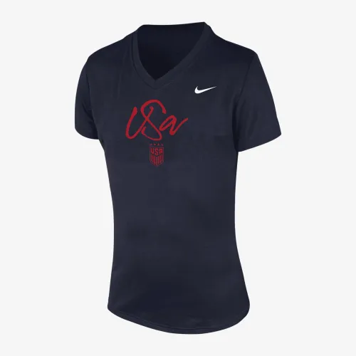 USWNT Legend Big дитячі (Girls') Nike Dri-FIT V-Neck футболка блакитний
