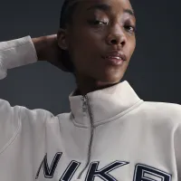 Nike Sportswear Phoenix Fleece женская оверсайз 1/4-Zip Logo Top цвет коричневый