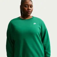 Nike Sportswear Club Fleece женская Loose Crew-Neck свитшот (большие размеры) цвет зеленый