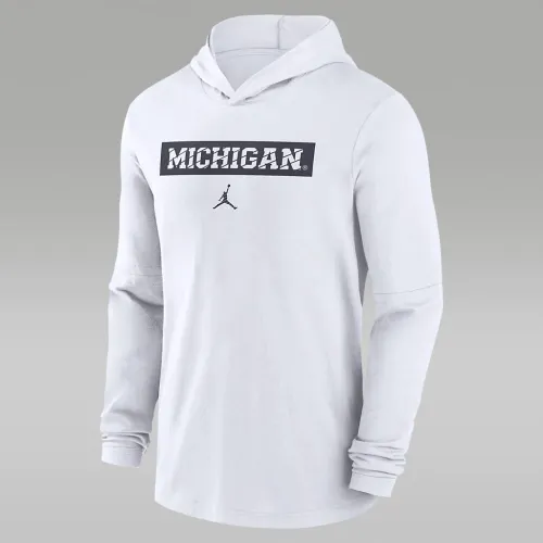 Michigan Wolverines Sideline мужские Nike Dri-FIT College Long-Sleeve Hooded Top цвет белый