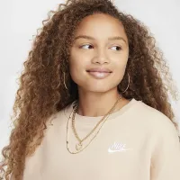 Nike Sportswear Club Fleece Girls' Boxy Crew-Neck свитшот цвет коричневый