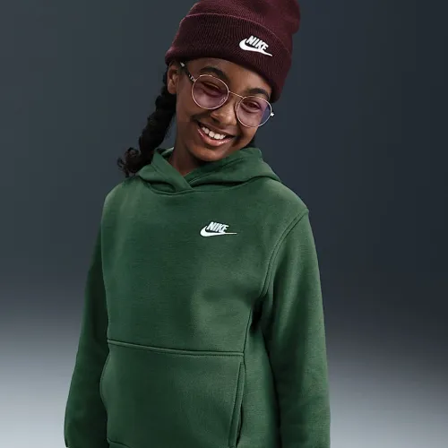 Nike Sportswear Club Fleece Big детские Pullover Толстовка с капюшоном цвет зеленый