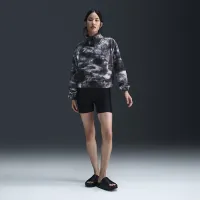 Nike One жіноча Therma-FIT оверсайз 1/2-Zip Fleece Printed Top колір чорний