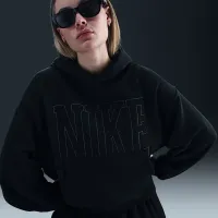 Nike Sportswear женская Over-оверсайз French Terry Pullover Толстовка с капюшоном цвет черный