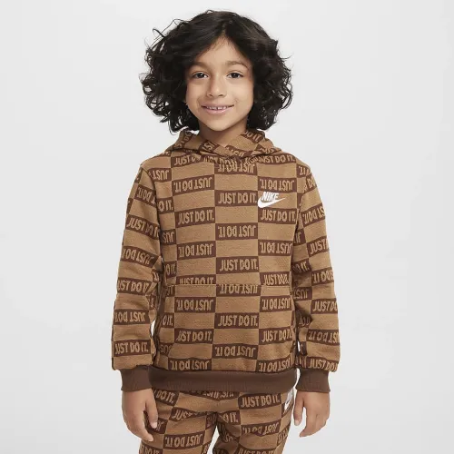 Nike Sportswear Textuцвет красный Club Little детские Fleece Pullover Толстовка с капюшоном цвет коричневый