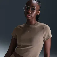 Nike Sportswear Chill Knit жіноча Cropped футболка колір коричневий