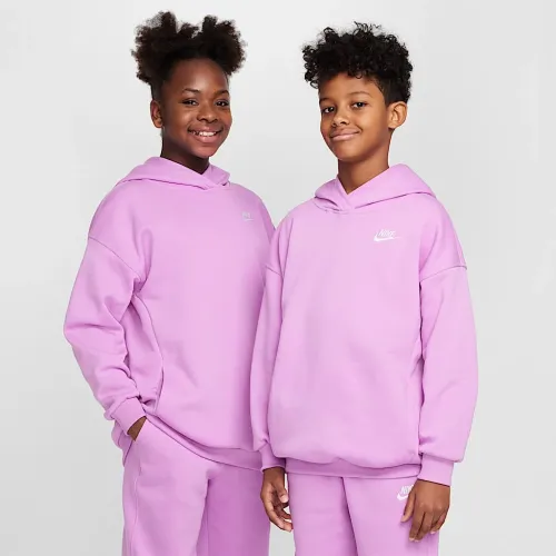 Nike Sportswear Club Fleece Big дитячі оверсайз Pullover Толстовка з капюшоном колір фіолетовий
