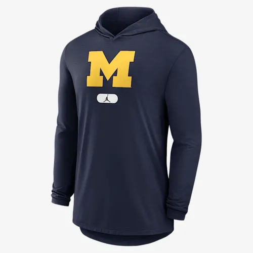 Nike Michigan Wolverines мужские Jordan Brand Dri-FIT College Long-Sleeve Hooded футболка синий