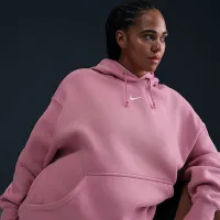 Nike Sportswear Phoenix Fleece женская оверсайз Pullover Толстовка с капюшоном (большие размеры) Pink