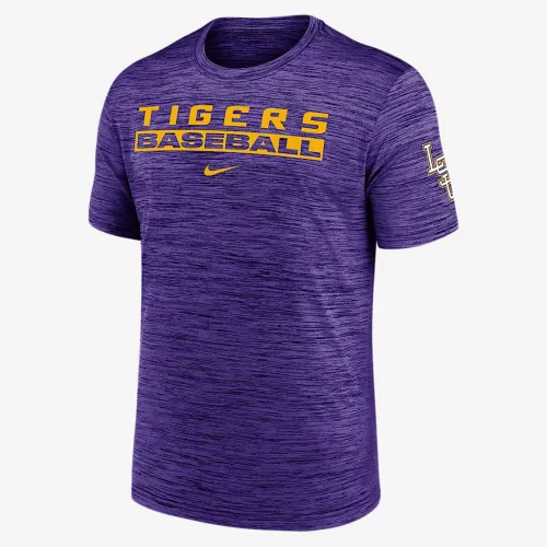 LSU Tigers Velocity Baseball Wordmark Stack чоловічі Nike Dri-FIT College футболка колір фіолетовий