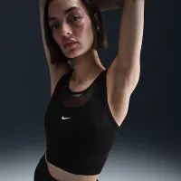 Nike Pro жіноча Dri-FIT Cropped Tank Top колір чорний