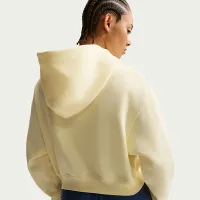 Nike Sportswear Phoenix Fleece жіноча оверсайз Cropped Henley Толстовка з капюшоном колір коричневий