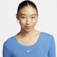 Nike Sportswear Chill Knit жіноча Tight Scoop-Back Long-Sleeve Mini-Rib Top блакитний