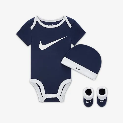 Nike Baby (0-6M) Bodysuit, Hat and Booties Box набор синий