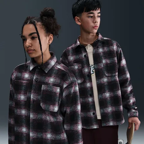 Nike SB Big детские Long-Sleeve Button Down Shirt цвет черный