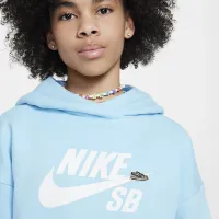 Nike SB Icon Fleece EasyOn Big дитячі оверсайз Pullover Толстовка з капюшоном блакитний