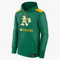 Athletics Authentic Collection мужские Nike Therma MLB Pullover Толстовка с капюшоном цвет зеленый