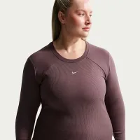 Nike Sportswear Chill Knit женская Tight Long-Sleeve Ribbed Top (большие размеры) цвет фиолетовый