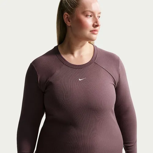 Nike Sportswear Chill Knit женская Tight Long-Sleeve Ribbed Top (большие размеры) цвет фиолетовый