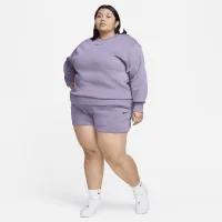 Nike Sportswear Phoenix Fleece женская С высокой Талией Loose шорты (большие размеры) цвет фиолетовый