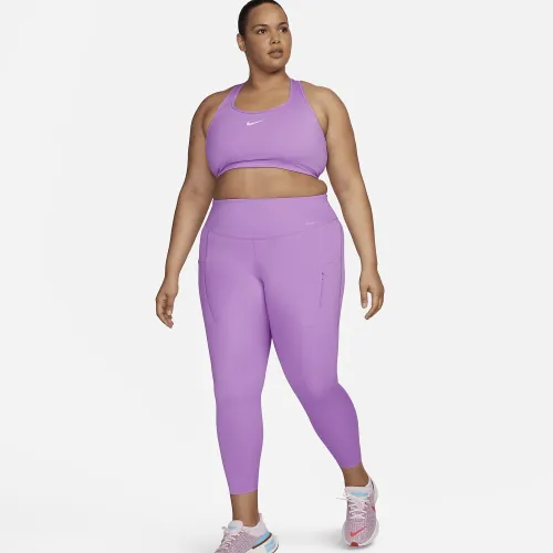 Nike Go женская Firm-Support С высокой Талией 7/8 лосины с карманами(большие размеры) цвет фиолетовый