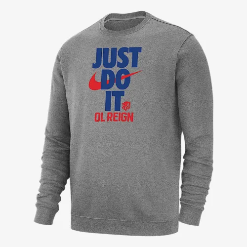 OL Reign Club Fleece чоловічі Nike Soccer Crew-Neck світшот колір сірий