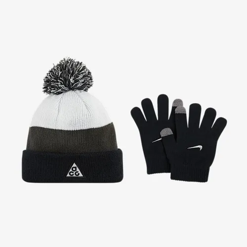 Nike Big детские ACG Pom Beanie набор цвет черный