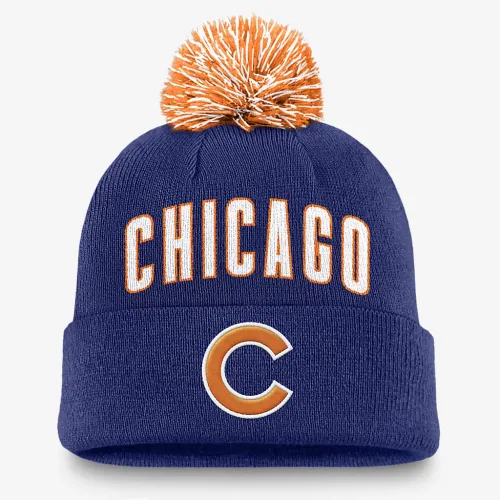 Chicago Cubs Peak мужские Nike MLB Cuffed Pom Beanie синий