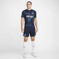 Chelsea FC Academy Pro чоловічі Nike Dri-FIT Soccer Short-Sleeve Pre-Match Top блакитний