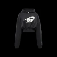 Nike Sportswear женская оверсайз Cropped French Terry Pullover Толстовка с капюшоном цвет черный