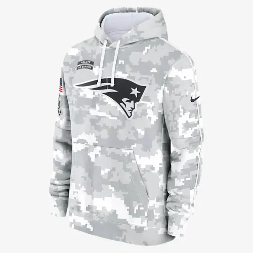 New England Patriots Salute to Service Primary Edge Club чоловічі Nike NFL Pullover Толстовка з капюшоном колір білий