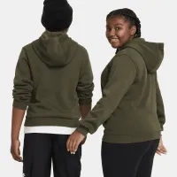 Nike Sportswear Club Fleece Big детские Pullover Толстовка с капюшоном (Extended Size) цвет зеленый