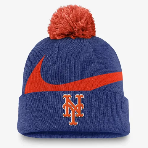 New York Mets Peak чоловічі Nike MLB Cuffed Pom Beanie блакитний