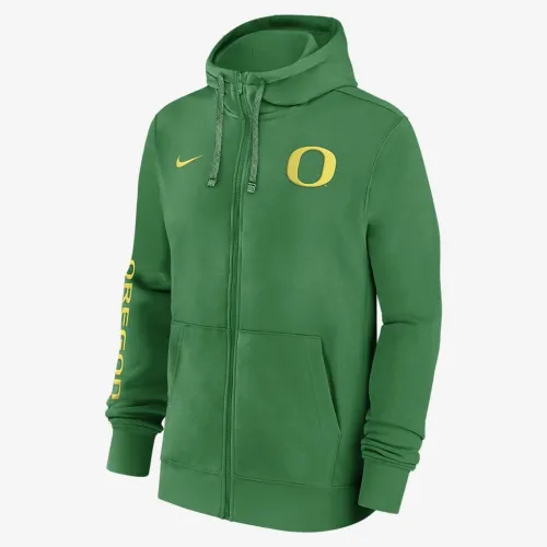 Oregon Ducks Sideline Team Issue мужские Nike College Full-Zip Толстовка с капюшоном цвет зеленый