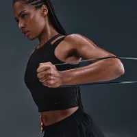 Nike One Fitted жіноча Dri-FIT Cropped Tank Top колір чорний