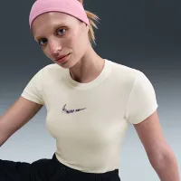 Nike Sportswear Chill Knit жіноча Slim Cropped футболка колір білий
