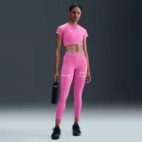 Nike Pro женская Mid-Rise 7/8 Mesh-Panel Graphic лосины Pink