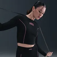Nike One жіноча Dri-FIT Long-Sleeve Top колір чорний