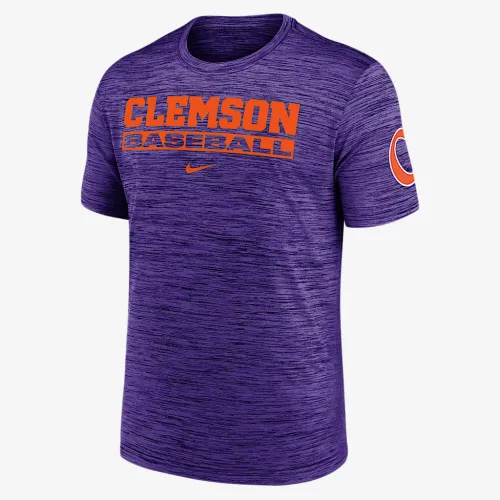 Clemson Tigers Velocity Baseball Wordmark Stack чоловічі Nike Dri-FIT College футболка колір фіолетовий
