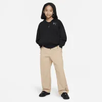 Nike Air Club Fleece Big детские (Girls') оверсайз Full-Zip Толстовка с капюшоном цвет черный