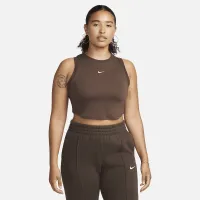 Nike Sportswear Chill Knit женская Tight Cropped Mini-Rib Tank Top цвет коричневый